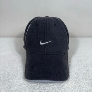Nike Y2K‎ Fleece Swoosh Hat Men's M* Circum 22.5" Gray Logo Baseball Cap 209423